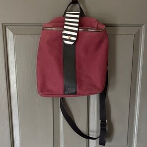 Henri Bendel limited edition burgundy canvas stripe convertible backpack bag